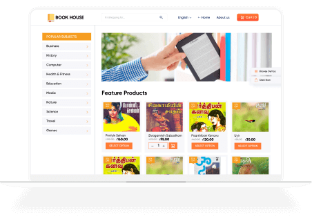 Attractive website design for the bookstore.
            