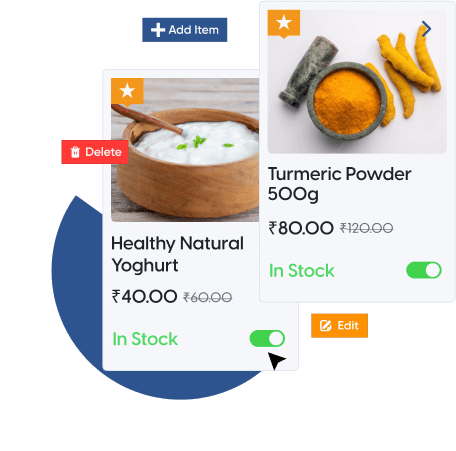 update prices, and offers, and manage stocks using the grocery store website
                        