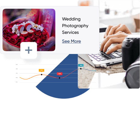 Get more clients through online with our photography website creator.
                        