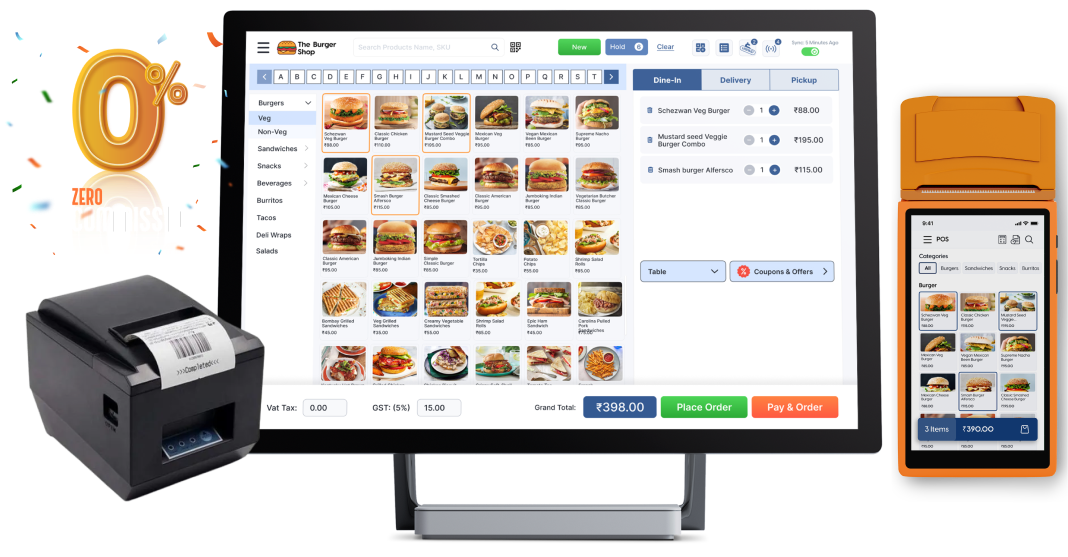 Responsive POS billing software for restaurant management